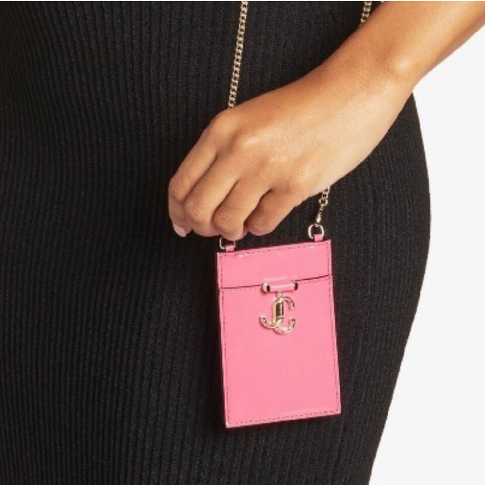 Jimmy Choo Vibrant Candy Pink Card Holder with Chain 💞 🍬 - Picture 4 of 4